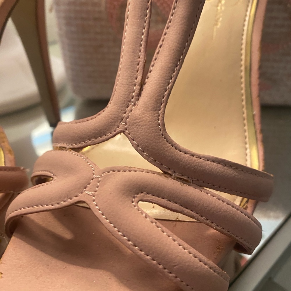 Women's Blush Pink Strappy Platform Heels - Picture 4 of 16